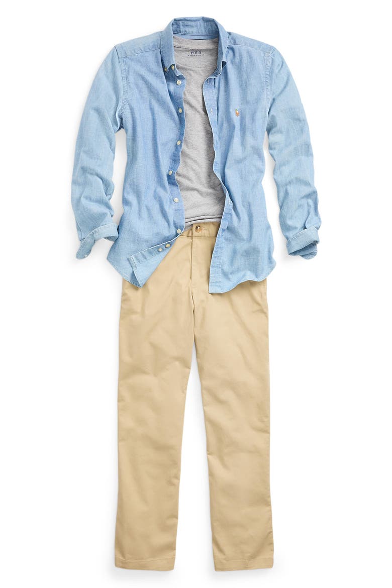 Kids' Chambray Button-Down Shirt, Alternate, color, BLUE