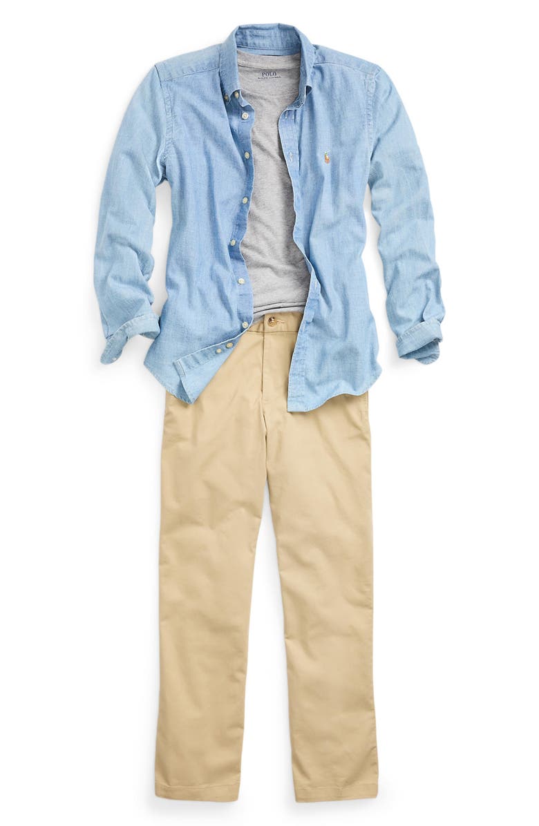 Polo Ralph Lauren Kids' Chambray Button-Down Shirt, Alternate, color, 