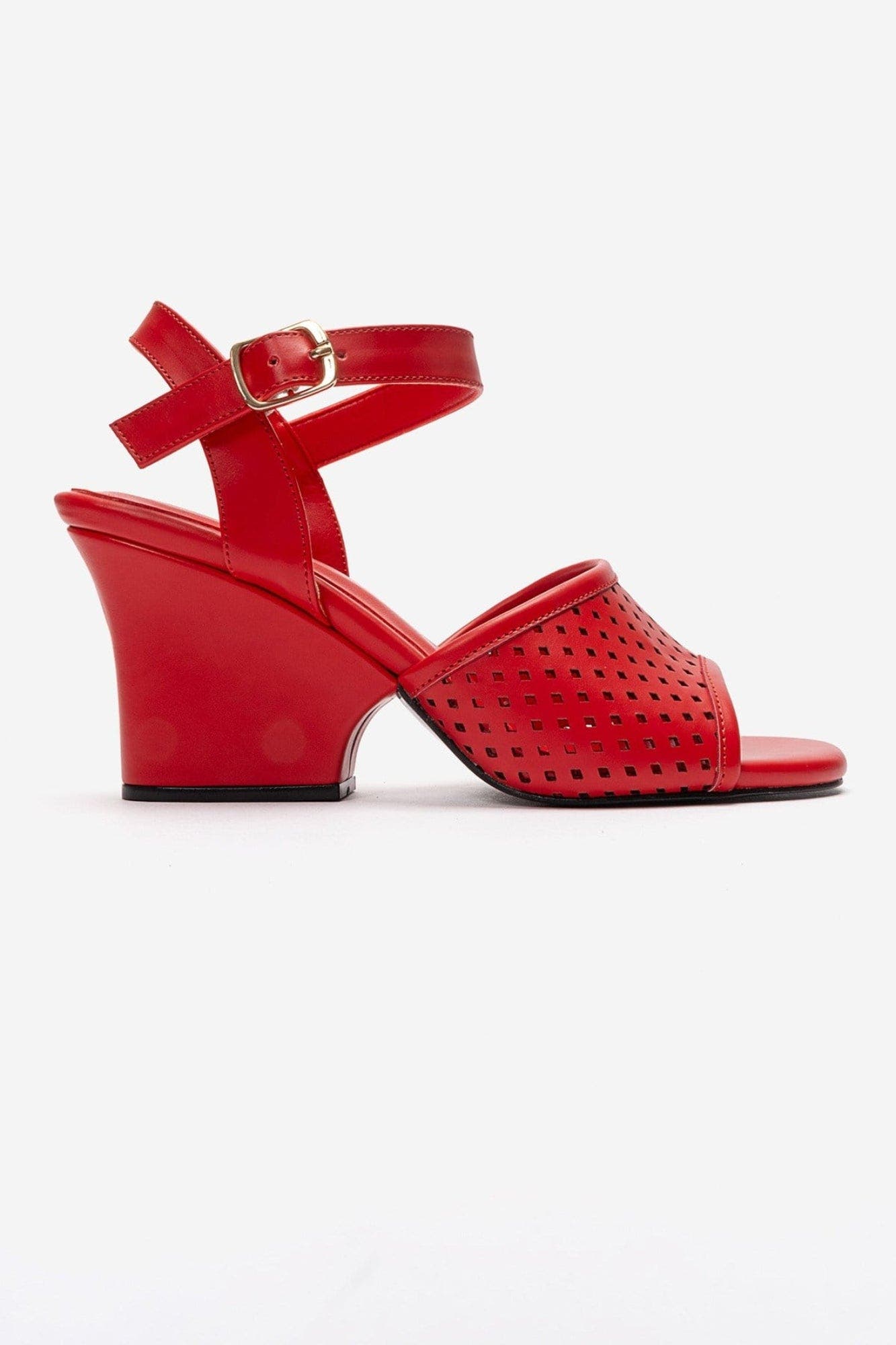Hervon Block Heel Ankle Strap Sandal, Alternate, color, Red