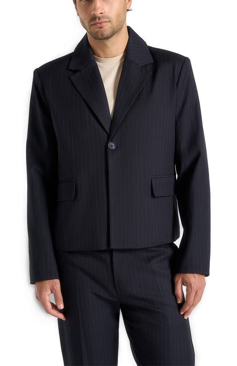 Silas Pinstriped Tailored Cropped Blazer