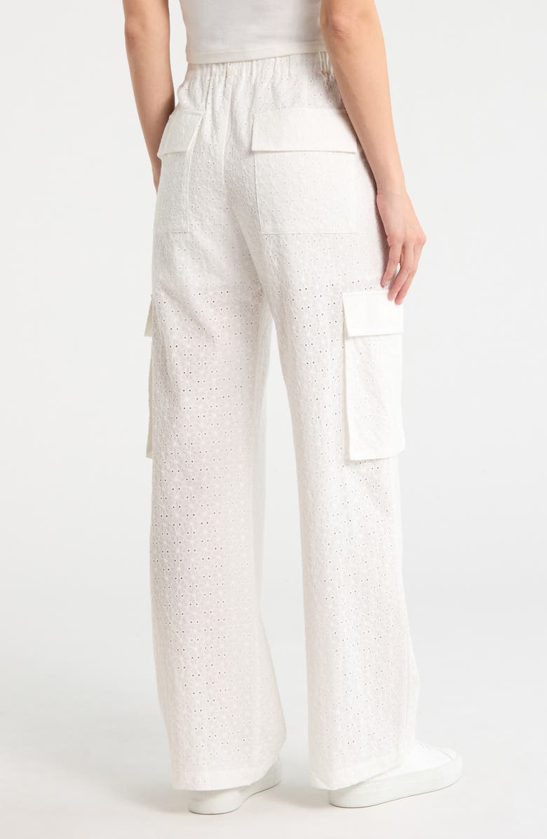 Sanctuary Free Trim Eyelet Cargo Pants, Alternate, color, Bleached White