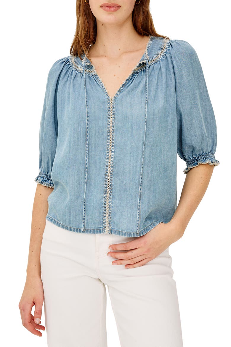 Belina Chambray Top, Main, color, WASHED BLUE