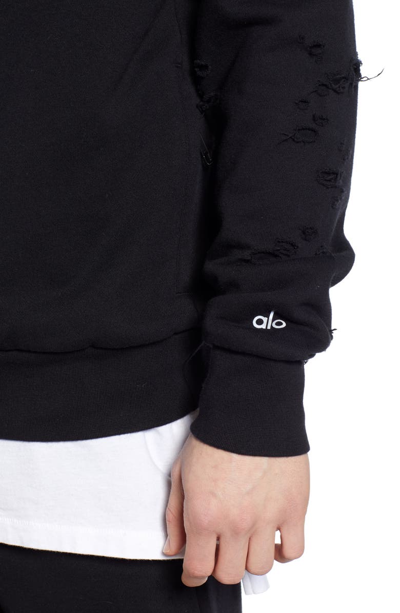 Alo Ripped Hooded Sweatshirt, Alternate, color, 