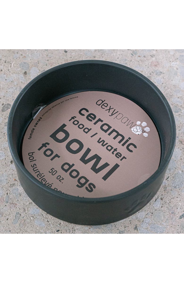 Dexypaws Ceramic Dog Bowl, 50oz Pet Feeding Dish, Alternate, color, Black