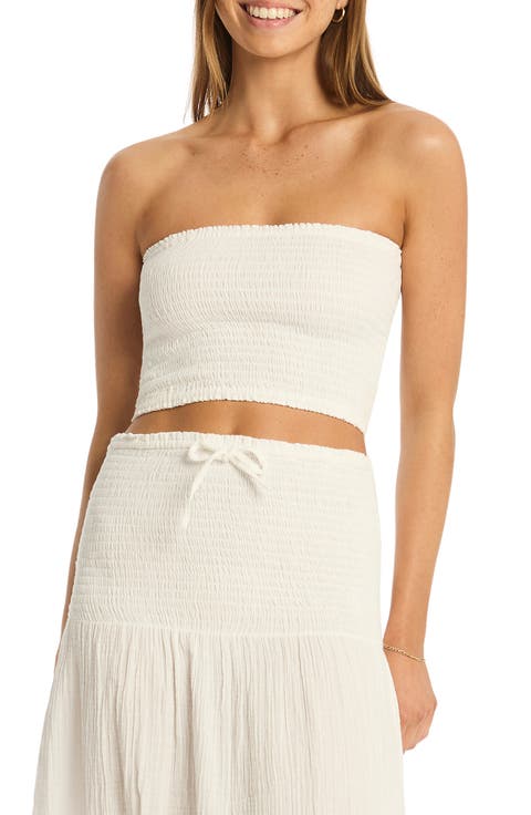 Sunset Strapless Cotton Gauze Cover-Up Top