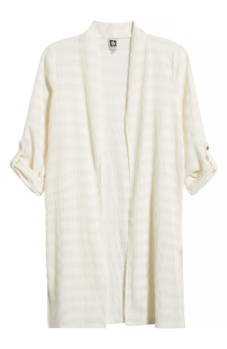 Anne Klein Sheer Stripe Open Front Longline Cardigan, Main, color,