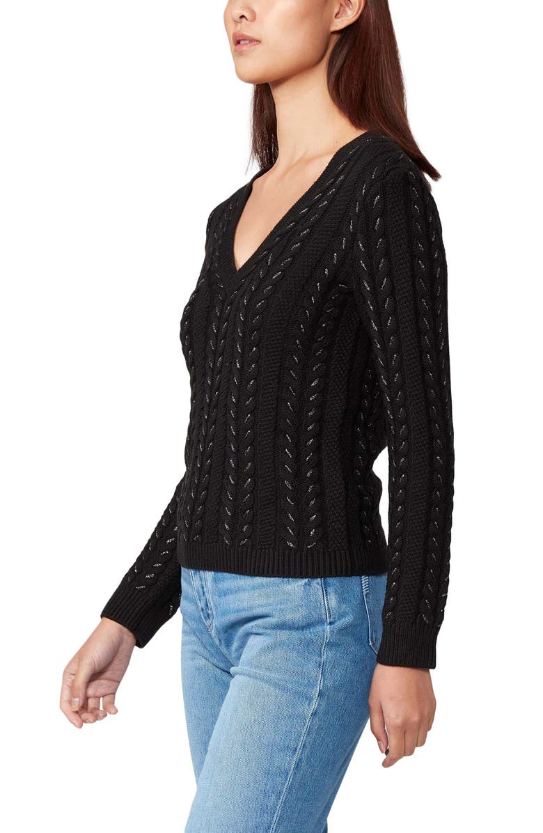 PAIGE Dorthea Metallic V-Neck Sweater, Alternate, color, Black/ Gunmetal Metallic