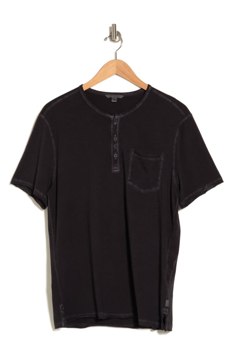 John Varvatos Sublime Wash Cotton Henley, Alternate, color, Black