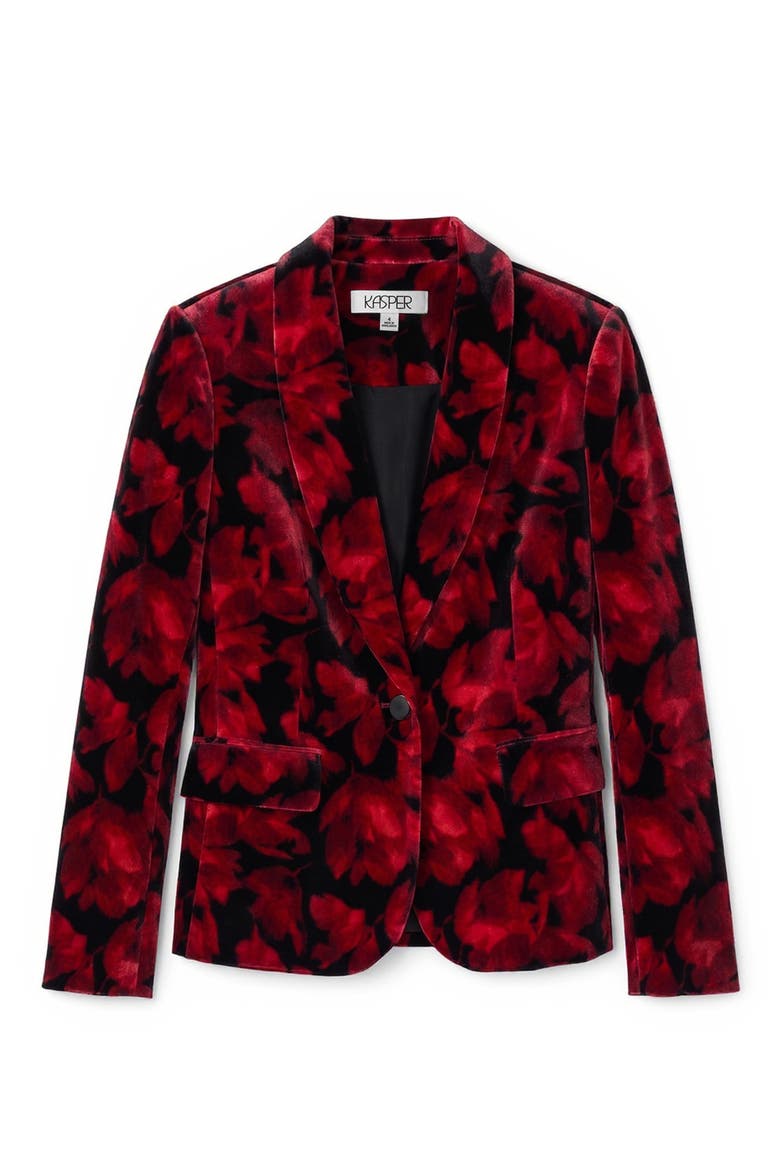 Shawl Collar One-Button Blazer, Alternate, color, FIRE RED MULTI