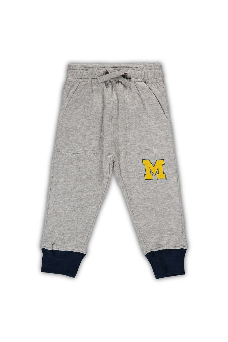 Infant Wes & Willy Heathered Gray/Navy Michigan Wolverines Jie Jie Long Sleeve Bodysuit & Pants Set, Alternate, color, Heather Gray