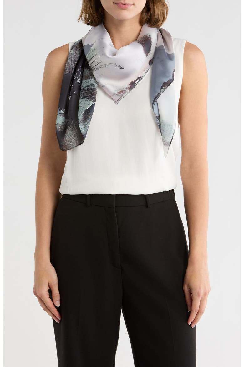 Ink Bloom Square Scarf, Main, color, NEUTRAL