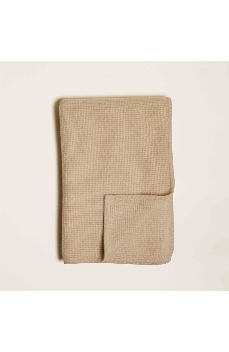 Italic Cassie Cashmere Waffle Knit Baby Blanket, Main, color, Soft Camel