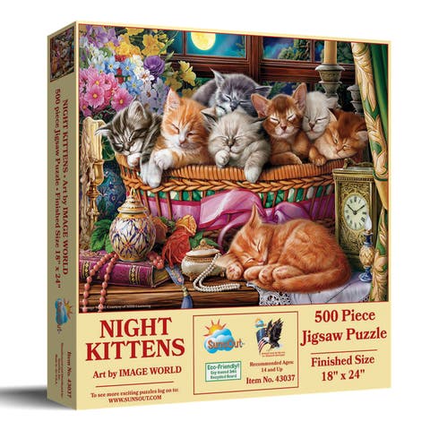 Night Kittens 500 piece Jigsaw Puzzle for Adults
