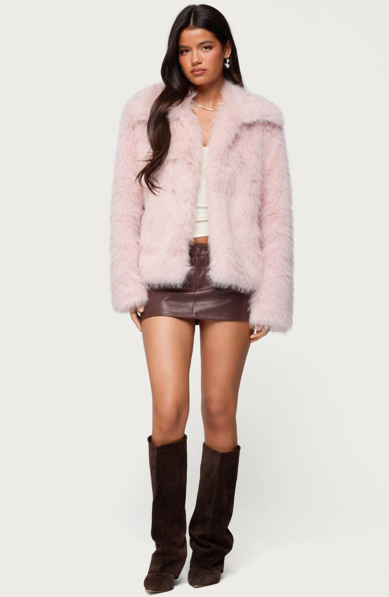 EDIKTED Noelle Oversize Faux Fur Jacket, Alternate, color, Pink