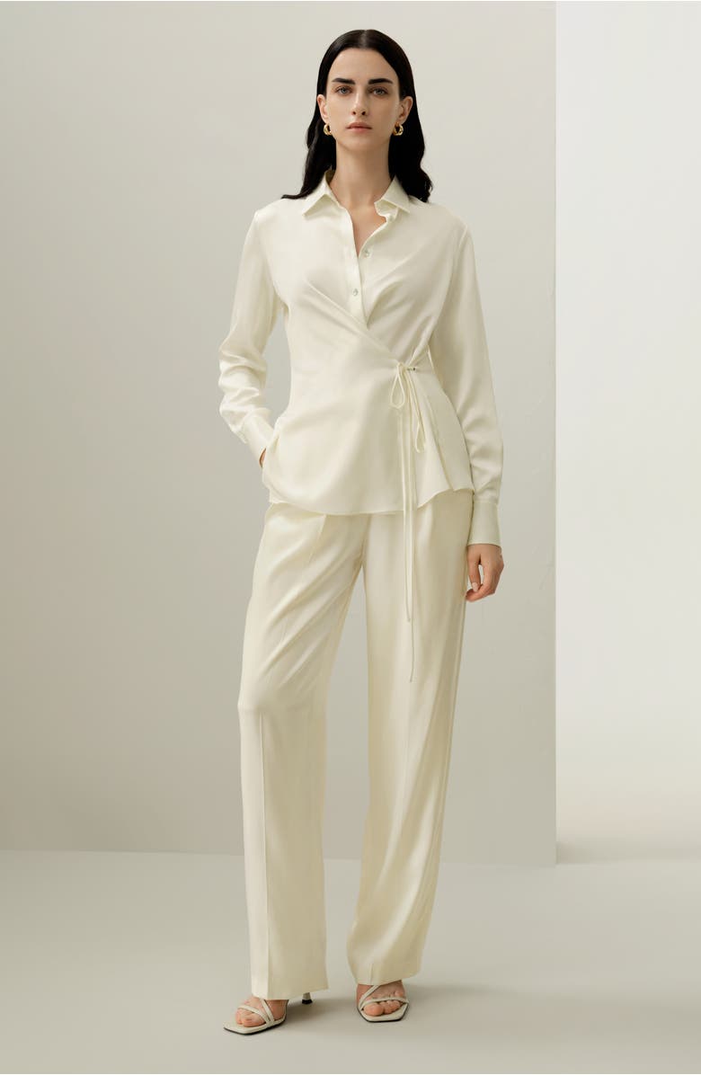 Lilysilk Women's Convertible Silk Charmeuse Shirt, Alternate, color, Lily White