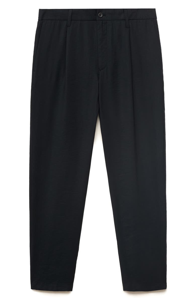 MANGO Pleated Straight Fit Pants, Alternate, color, Black