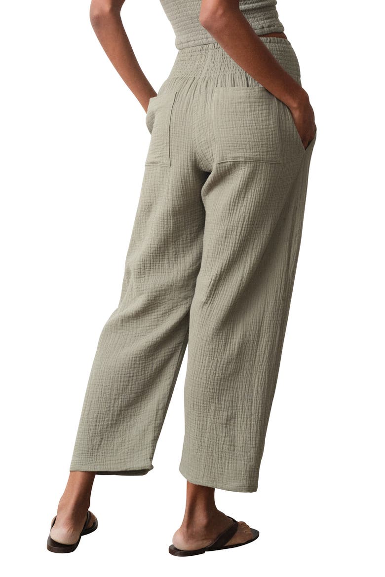 Cali Smocked Waist Double Cloth Pants, Alternate, color, SEA SPRAY