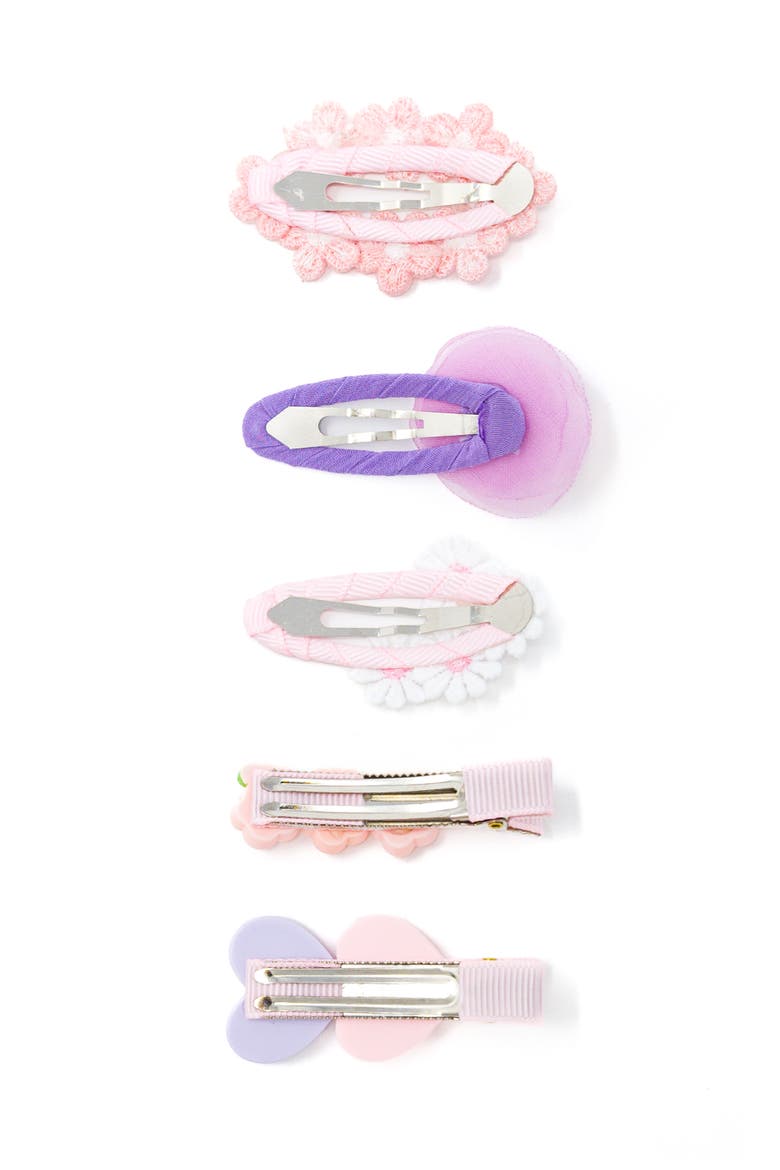 Tulle Blossom Charm Hair Clip Set of 5, Alternate, color, Pink & Lavender