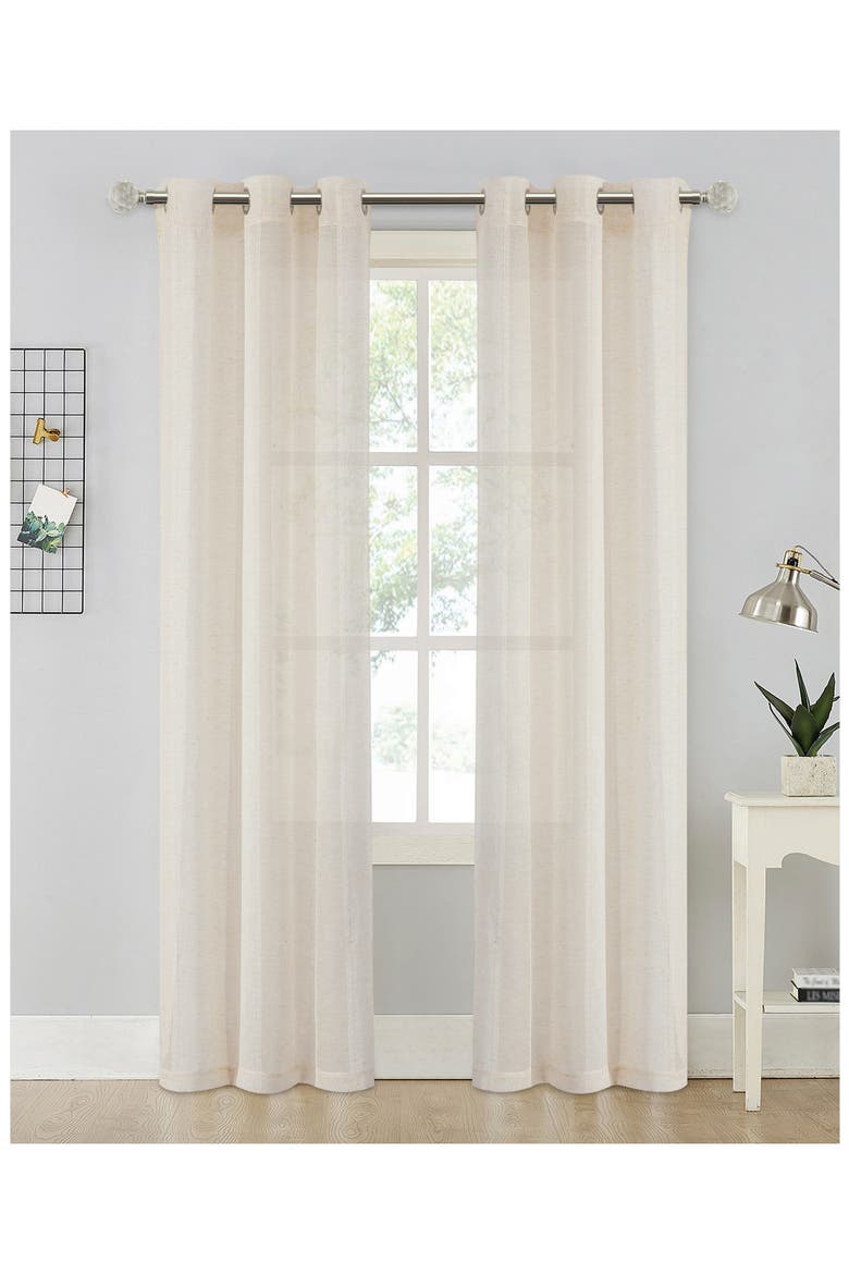 Set of 2 Sheer Curtain Panels, Main, color, LINEN