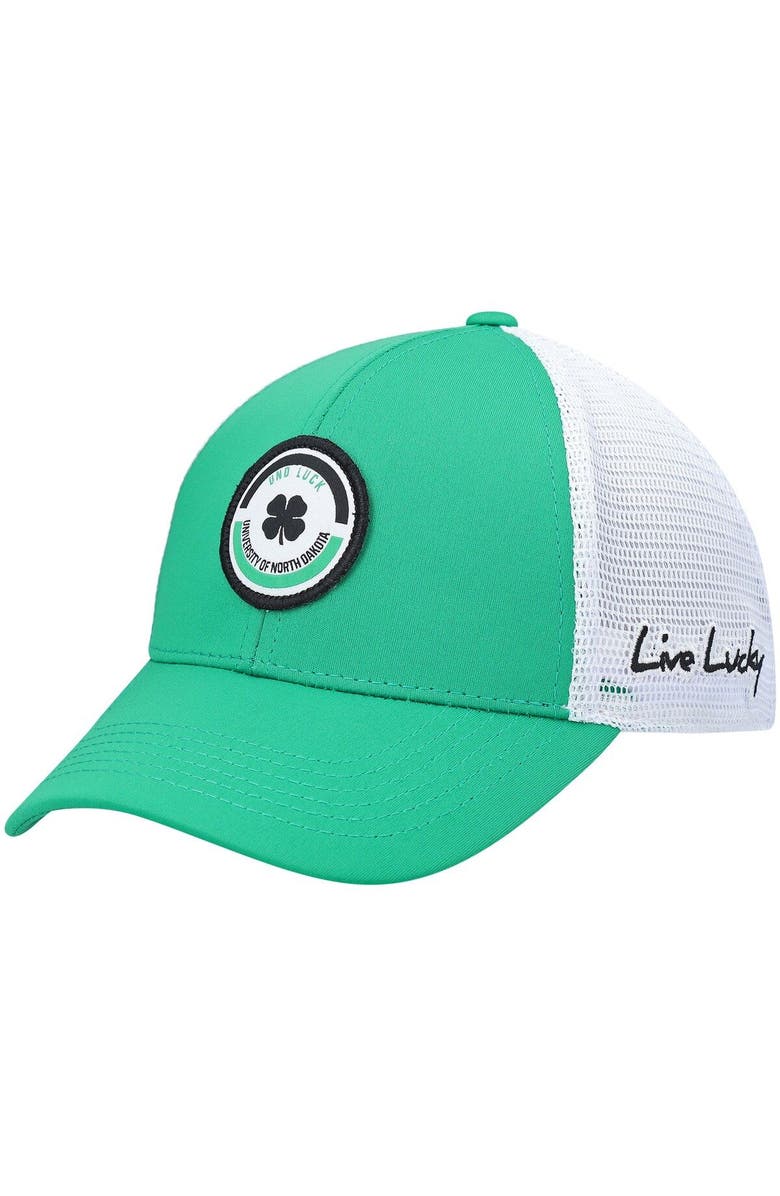 Black Clover Men's Kelly Green/White North Dakota Motto Trucker Snapback Hat, Alternate, color, Kelly Green