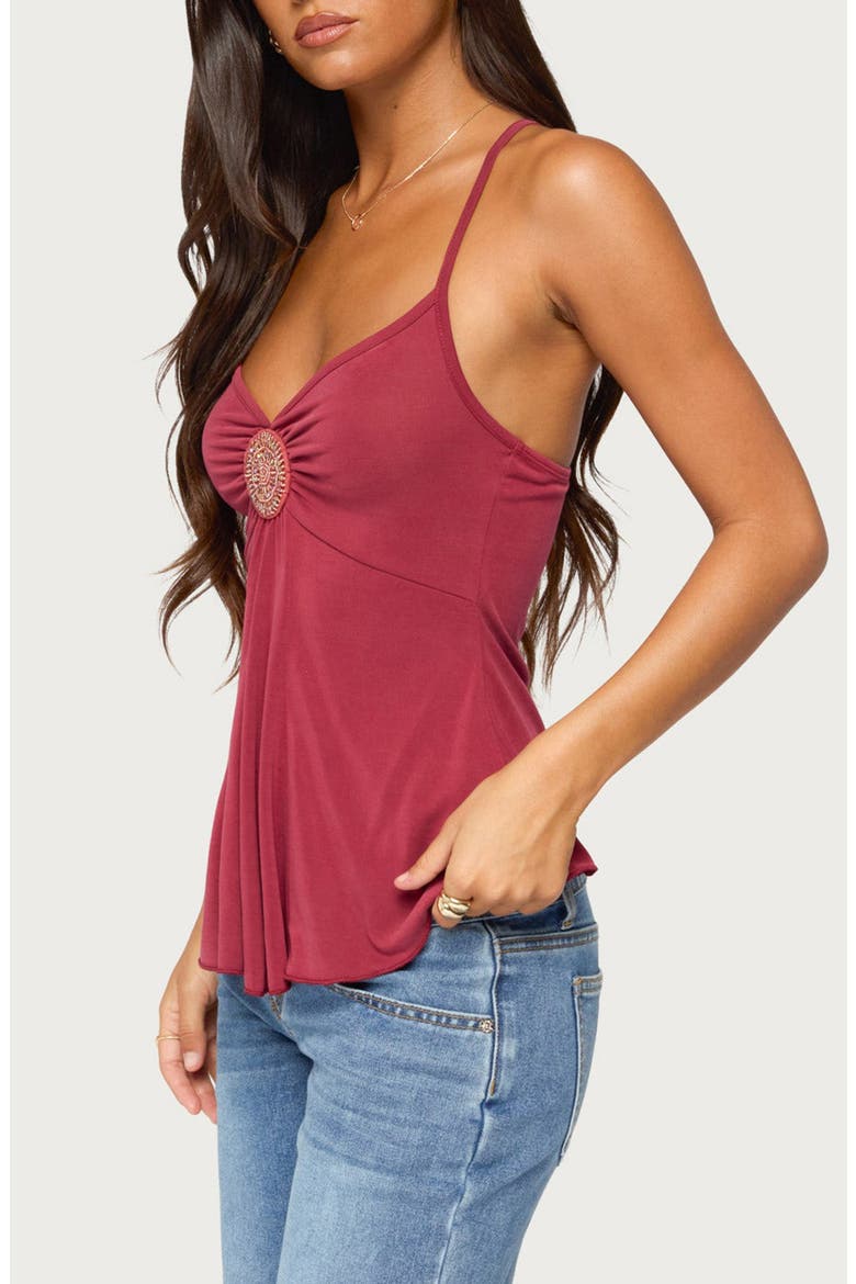Kirstine Beaded Patch Tank Top, Alternate, color, BURGUNDY