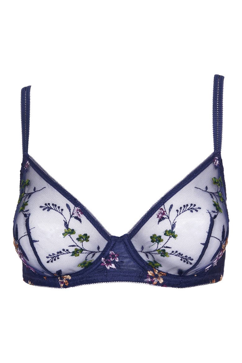 Insouciante Embroidered Underwire Bra, Alternate, color, MARINE