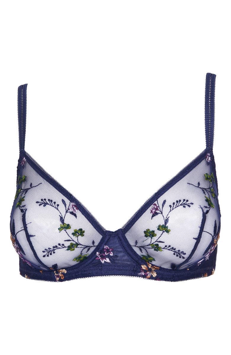 Huit Insouciante Embroidered Underwire Bra, Alternate, color, Marine