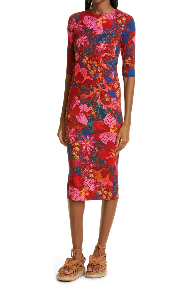 Snake Garden Jersey Dress, Alternate, color, RED SNAKE GARDEN