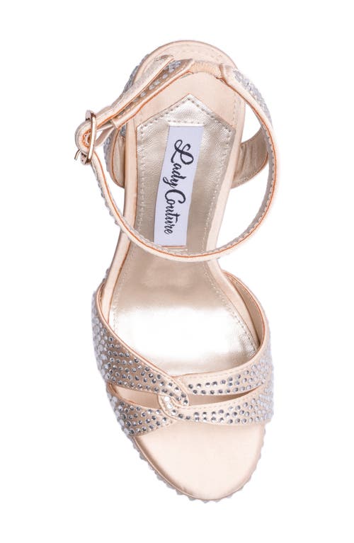 Lady Couture Rhinestone Platform Ankle Strap Sandal In Champagne
