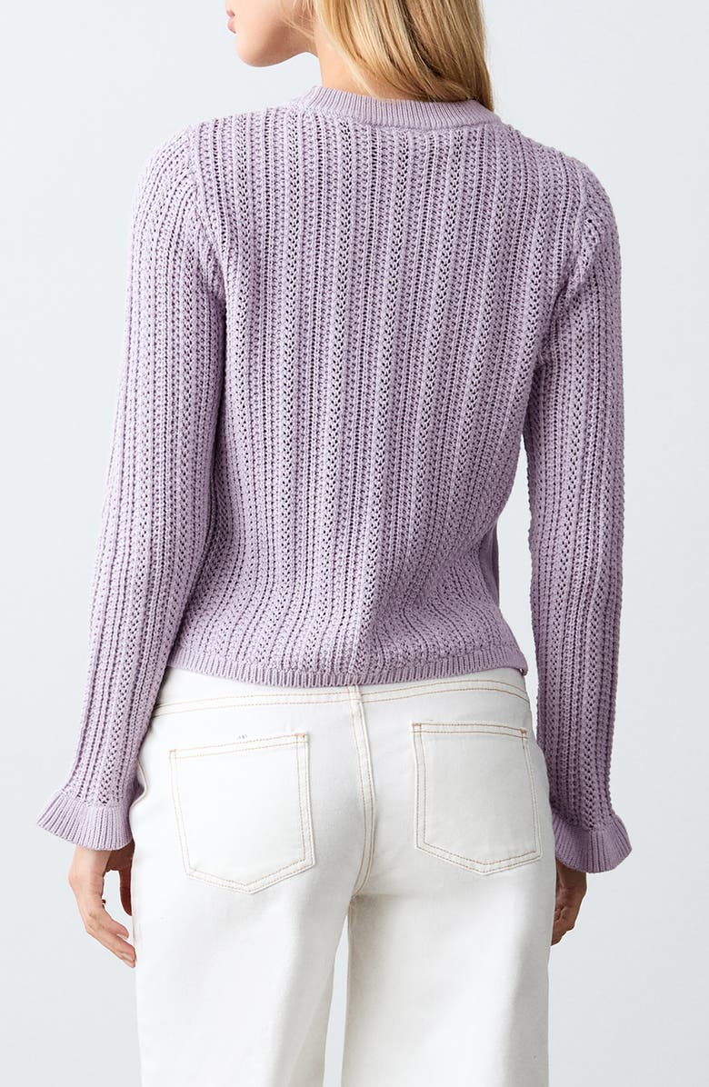 MANGO TEEN Open Stitch Ruffle Cuff Cotton Sweater, Alternate, color,