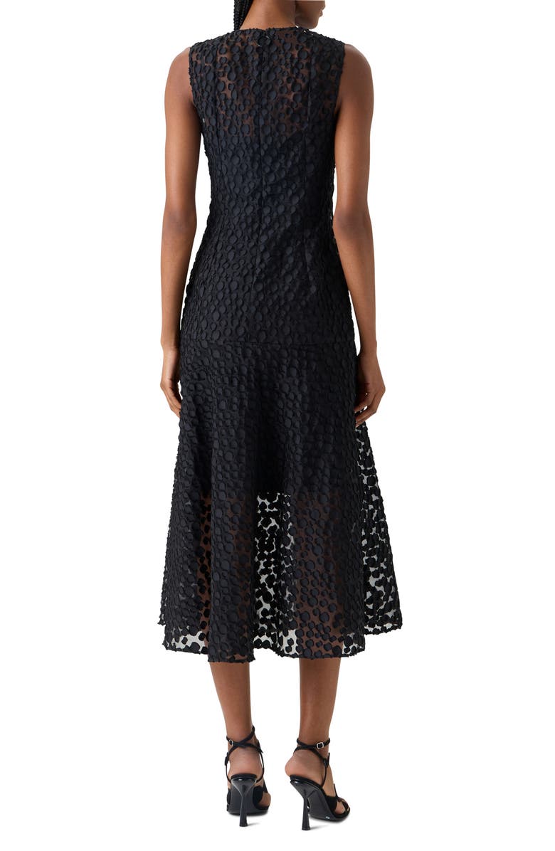Akris punto Devoré Dot Organza Flounce Midi Dress, Alternate, color, Black