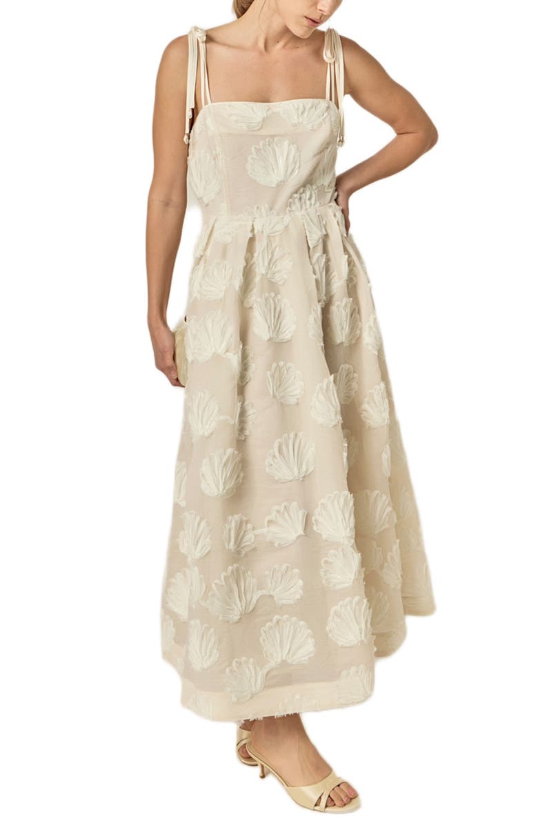 English Factory Shell Sleeveless Midi Dress, Main, color, Off White