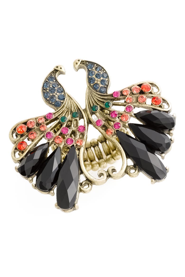 Design Group Peacock Stretch Ring, Main, color, GOLD