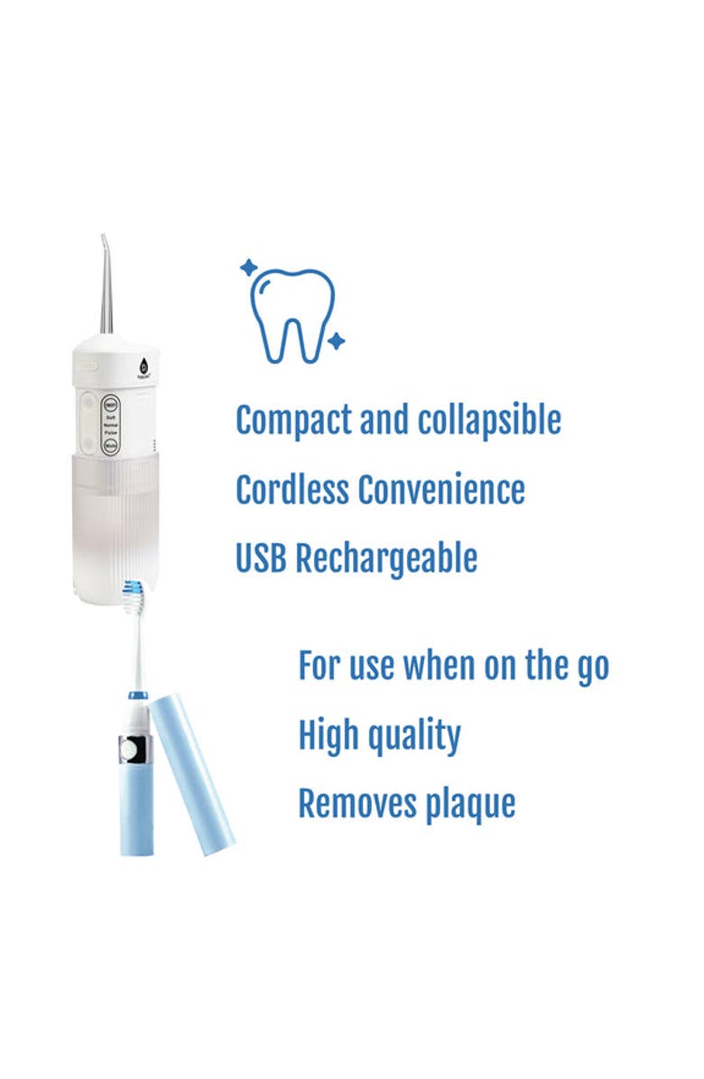 PURSONIC Compact Travel Oral Care Bundle: Portable USB Rechargeable Collapsible Water Flosser and Pursonic Portable Electric Toothbrush, Alternate, color, Multicolor
