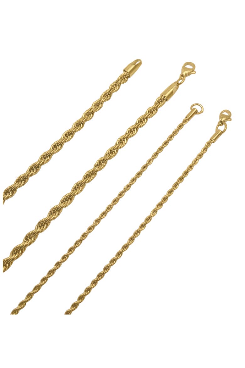 Men's Set of 2 Water Resistant Rope Chain Necklaces, Alternate, color, GOLD
