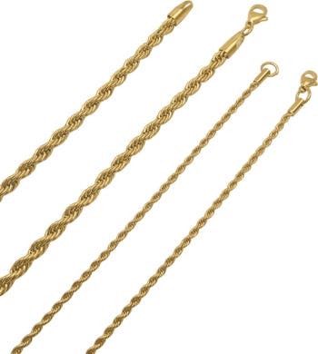 Men's Set of 2 Water Resistant Rope Chain Necklaces