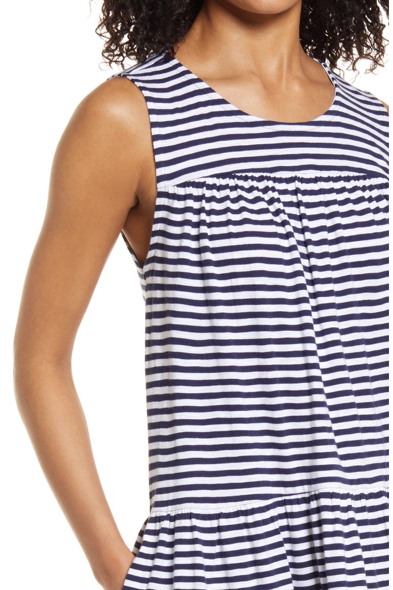 Tiered Jersey Shift Dress, Alternate, color, NAVY P- WHITE BROOKE STRIPE