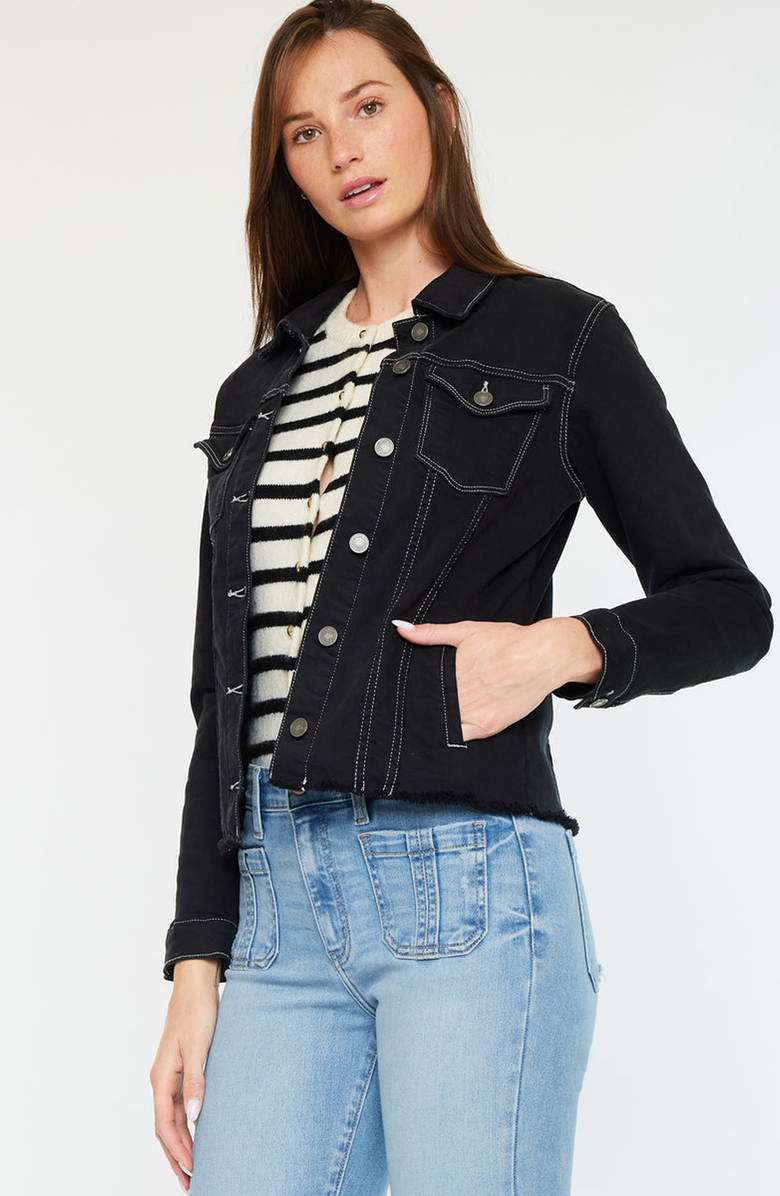 KanCan Jane Denim Jacket, Alternate, color, Black