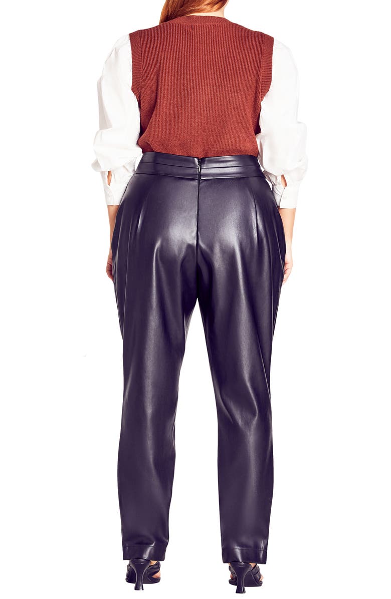 City Chic Sophia Faux Leather Split Pants, Alternate, color,