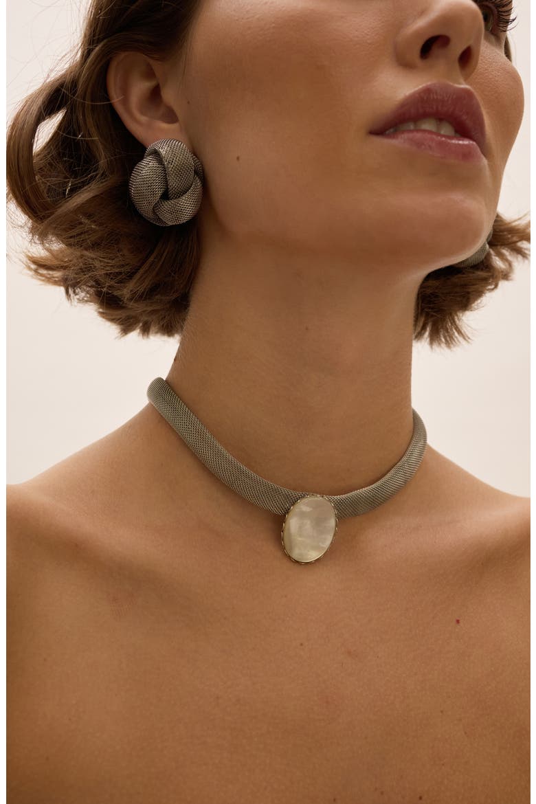Charlotte Mesh Mother-of-Pearl Choker, Alternate, color, MOTHER OF PEARL