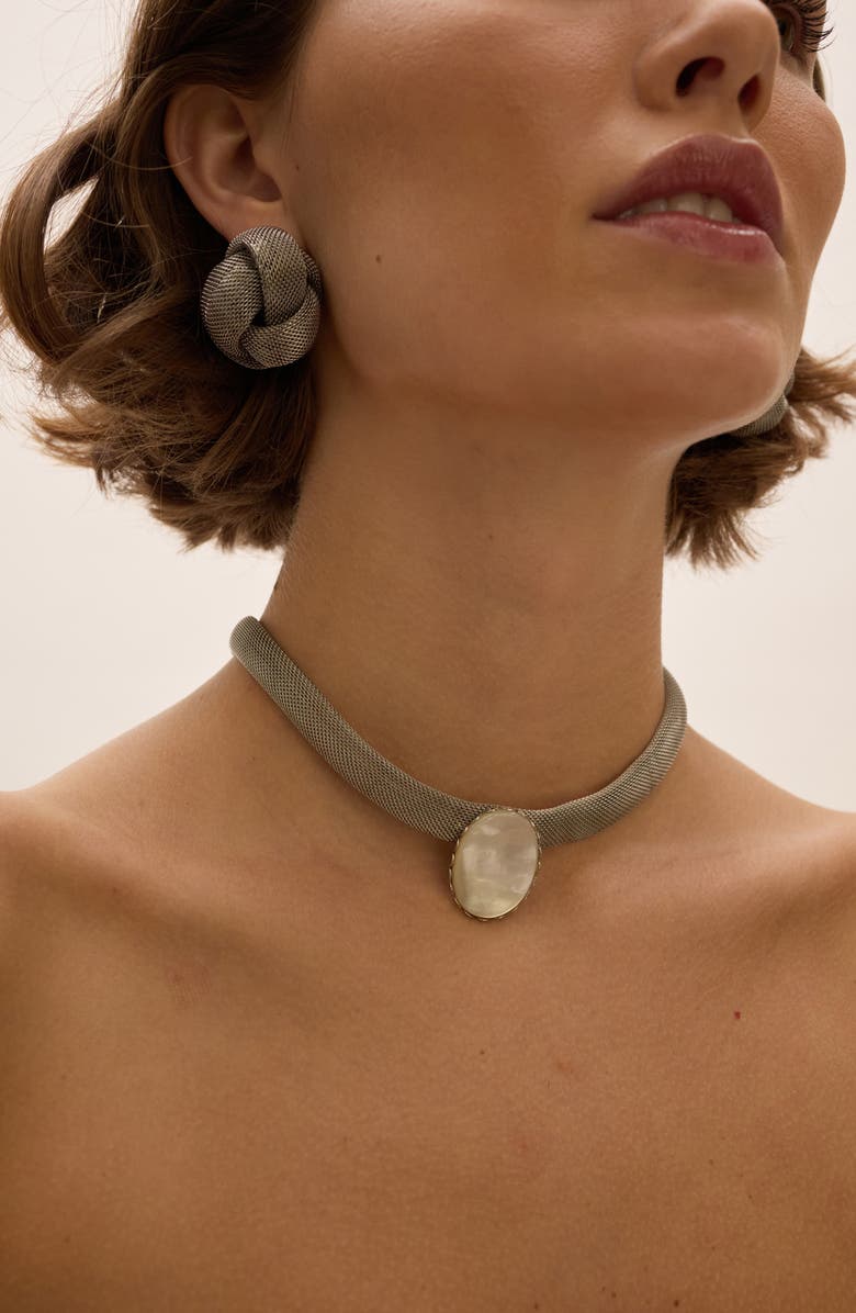 LELET NY Charlotte Mesh Mother-of-Pearl Choker, Alternate, color, Mother Of Pearl