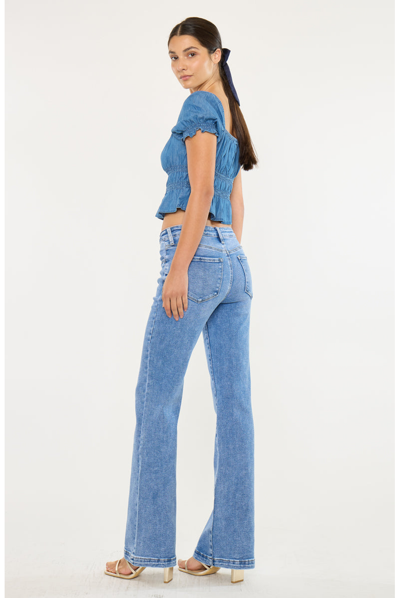 Avonlea Essentials High Rise Wide Leg Flare Jeans, Alternate, color, Medium Wash