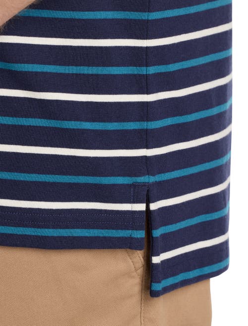 Harbor Bay By Dxl Big & Tall Multi-stripe Polo Shirt In Evening Blue