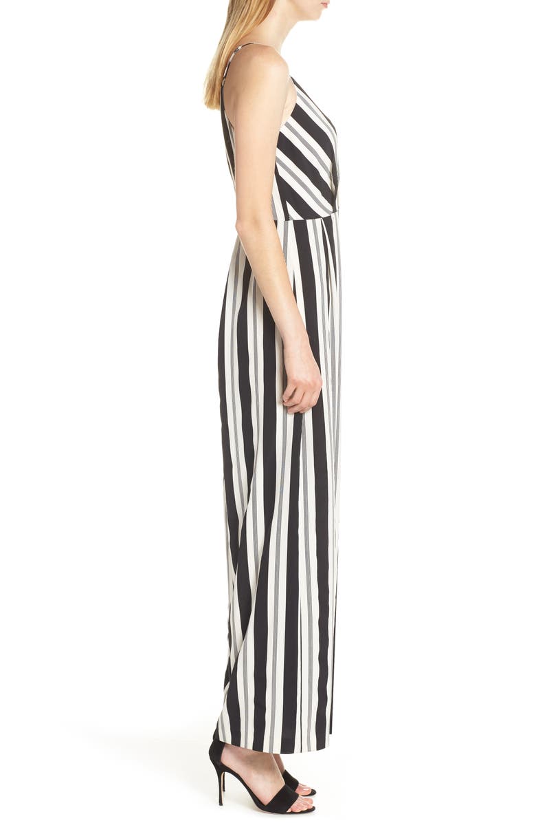 Avec Les Filles Stripe Wide Leg Jumpsuit, Alternate, color, 