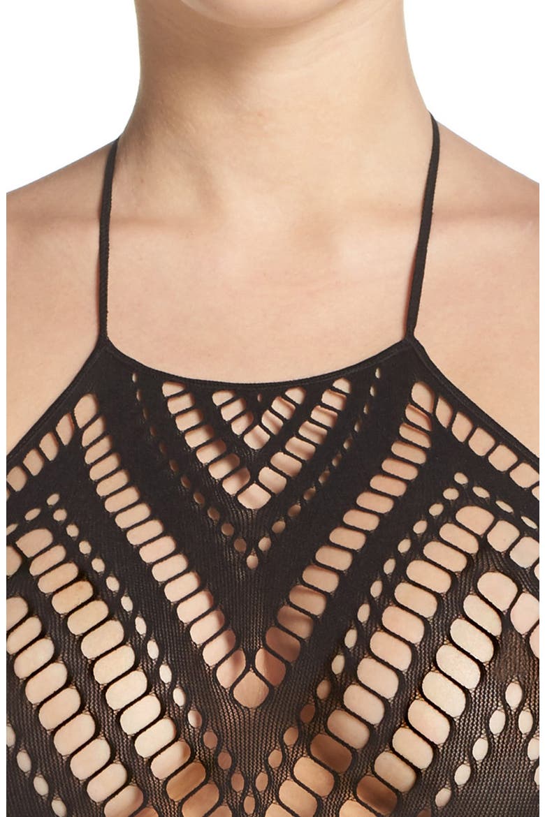 Halter Knit Teddy, Alternate, color, BLACK