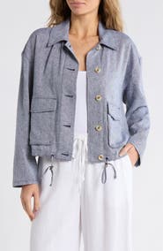 Caslon® Linen Blend Utility Shirt Jacket