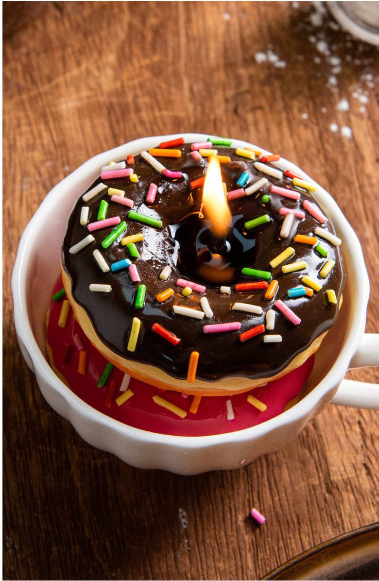 Southlake gifts Doughnut Candle Set in Teacup, Alternate, color, NO COLOR