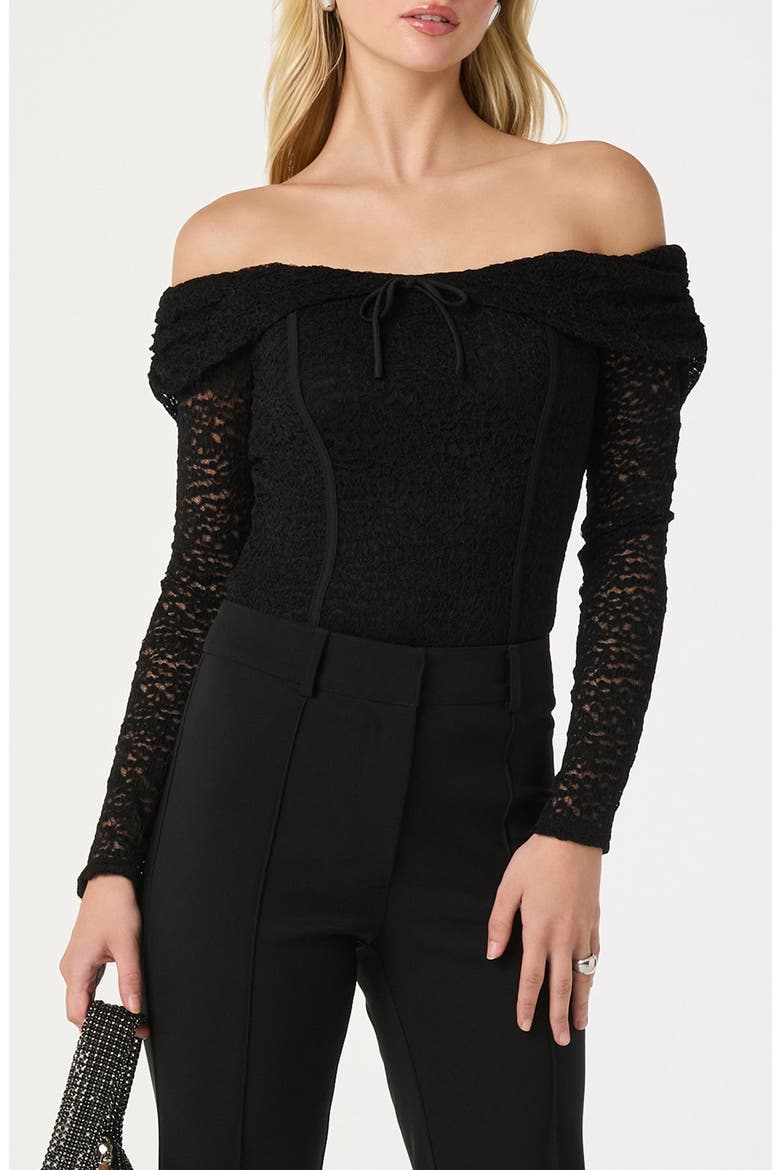 Off the Shoulder Lace Top, Main, color, BLACK