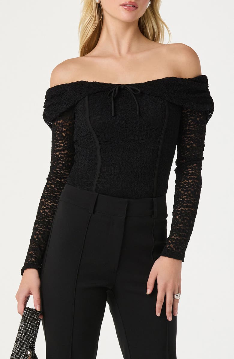 ASTR the Label Off the Shoulder Lace Top, Main, color, Black