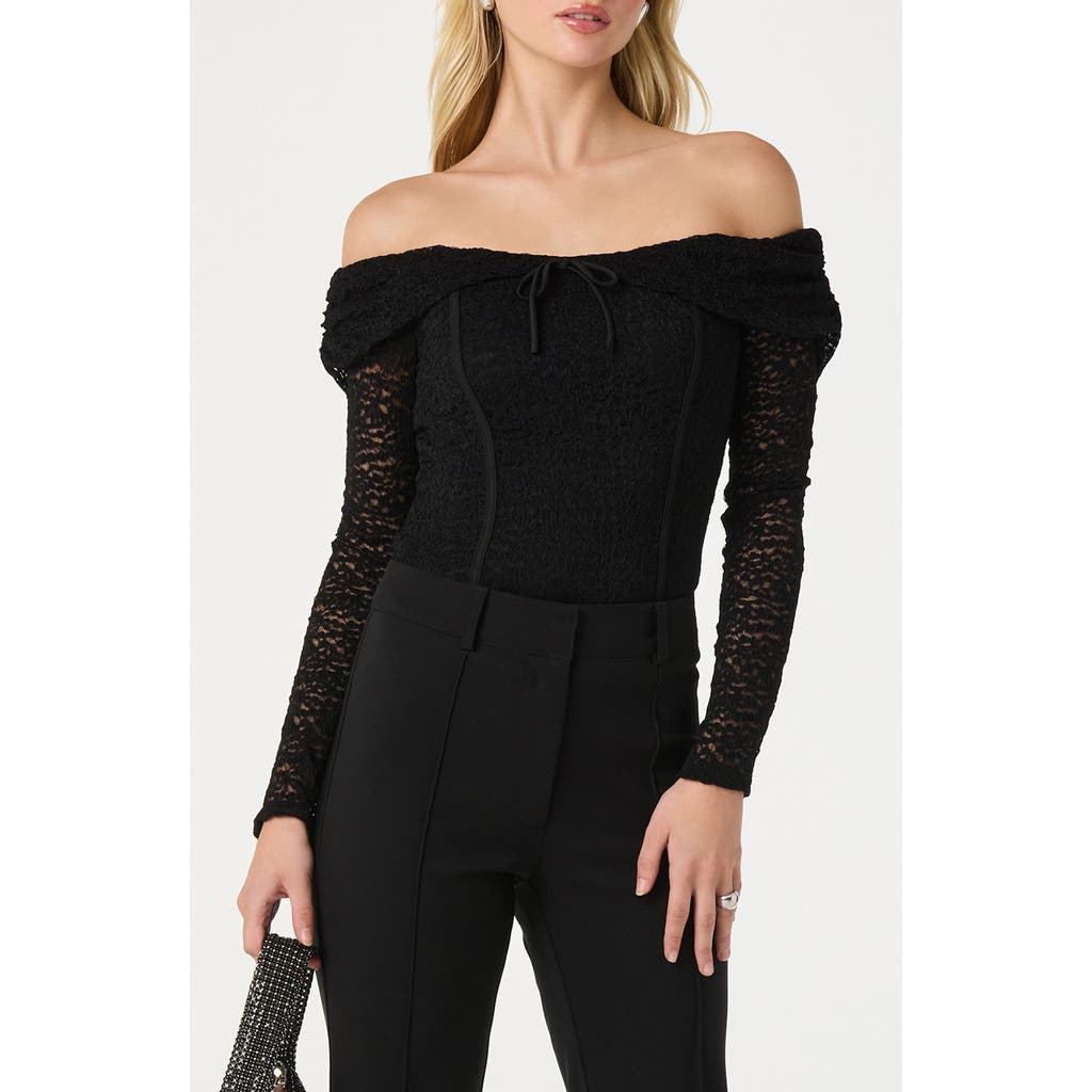 Astr The Label Off The Shoulder Lace Top In Black